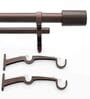 Brown Iron Curtain Ft Contents: Curtain Pole, Finials x 2, Brackets x 3, Screws & Fishers x 6