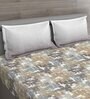 Brown Abstract 144 TC Cotton King Sized Bed Sheets with 2 Pillow Covers