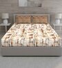 Brown Abstract 144 TC Cotton Queen Sized Bed Sheets with 2 Pillow Covers