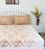 Brown Abstract 144 TC Cotton Queen Sized Bed Sheets with 2 Pillow Covers