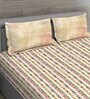 Brown Abstract 150 TC Cotton Queen Sized Bed Sheets with 2 Pillow Covers