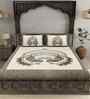 Brown Abstract 180 TC Cotton  King Sized Bedsheet with 2 Pillow Covers