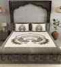 Brown Abstract 180 TC Cotton  King Sized Bedsheet with 2 Pillow Covers