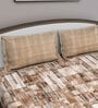 Brown Abstract 180 TC Cotton Queen Sized Bed Sheets with 2 Pillow Covers