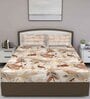 Brown Abstract 180 TC Cotton Queen Sized Bed Sheets with 2 Pillow Covers