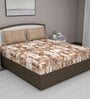 Brown Abstract 180 TC Cotton Queen Sized Bed Sheets with 2 Pillow Covers