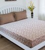Brown Abstract 180 TC Cotton Queen Sized Bed Sheets with 2 Pillow Covers