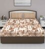 Brown Abstract 180 TC Cotton Queen Sized Bed Sheets with 2 Pillow Covers