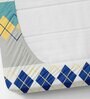 Blue and Green Geometric 220 TC Microfiber King Size Fitted Bedsheet With 2 Pillow Covers