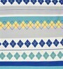 Blue and Green Geometric 220 TC Microfiber King Size Fitted Bedsheet With 2 Pillow Covers