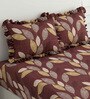 Brown Abstract 260 Tc Polycotton Double Fitted Bedsheet With 2 Pillow Covers
