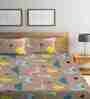 Brown Wildlife 300 TC Cotton Blend Double Size Bedsheet With 2 Pillow Covers