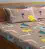 Brown Wildlife 300 TC Cotton Blend Double Size Bedsheet With 2 Pillow Covers