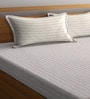 Brown Stripes 300 TC Cotton Blend Double King Sized Bedsheet With 2 Pillow Covers