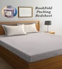 Brown Stripes 300 TC Cotton Blend Double King Sized Bedsheet With 2 Pillow Covers