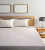 Brown Stripes 300 TC Cotton Blend Double King Sized Bedsheet With 2 Pillow Covers