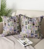Brown Abstract Cotton 16 x 16 Inches Cushion Covers (Set of 2)