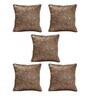 Brown Polyester Textured 16x16 inches Cushion Cover (5Pc)