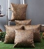 Brown Polyester Textured 16x16 inches Cushion Cover (5Pc)