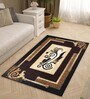 Brown Abstract Polyester 3 ft x 5 ft Machine Made Carpet