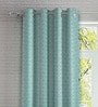 Green Geometric Polyester 5ft Semisheer Eyelet (Set Of 2)
