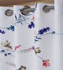 White Floral Polyester 5ft Semisheer Eyelet (Set Of 2)