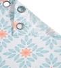 Blue Floral Polyester 5ft Semisheer Eyelet (Set Of 2)