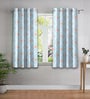 Blue Floral Polyester 5ft Semisheer Eyelet (Set Of 2)