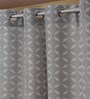 Grey Abstract Polyester 5ft Semisheer Eyelet (Set Of 2)