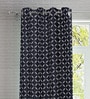 Black Geometric Polyester 5ft Semisheer Eyelet (Set Of 2)