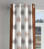 Brown Abstract Polyester 5ft Semisheer Eyelet (Set Of 2)