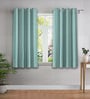 Green Geometric Polyester 5ft Semisheer Eyelet (Set Of 2)