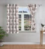 Brown Floral Polyester 5ft Semisheer Eyelet (Set Of 2)