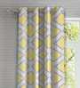 Yellow Geometric Polyester 5ft Semisheer Eyelet (Set Of 2)