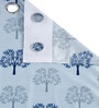 Blue Floral Polyester 5ft Semisheer Eyelet (Set Of 2)