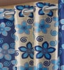 Blue Floral Polyester 5ft Semisheer Eyelet (Set Of 2)
