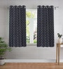 Black Geometric Polyester 5ft Semisheer Eyelet (Set Of 2)