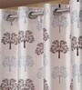 Brown Floral Polyester 5ft Semisheer Eyelet (Set Of 2)