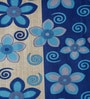 Blue Floral Polyester 5ft Semisheer Eyelet (Set Of 2)