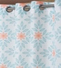 Blue Floral Polyester 5ft Semisheer Eyelet (Set Of 2)