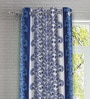 Blue Abstract Polyester 5ft Semisheer Eyelet (Set Of 2)