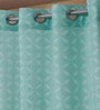 Green Geometric Polyester 5ft Semisheer Eyelet (Set Of 2)