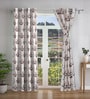 Brown Floral Polyester 7ft Semisheer Eyelet (Set Of 2)