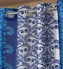 Blue Abstract Polyester 7ft Semisheer Eyelet (Set Of 2)