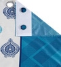 Blue Abstract Polyester 7ft Semisheer Eyelet (Set Of 2)