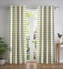 Yellow Abstract Polyester 7ft Semisheer Eyelet (Set Of 2)