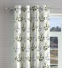 Green Floral Polyester 7ft Semisheer Eyelet (Set Of 2)