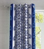Blue Abstract Polyester 7ft Semisheer Eyelet (Set Of 2)