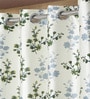 Green Floral Polyester 7ft Semisheer Eyelet (Set Of 2)