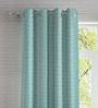 Green Geometric Polyester 7ft Semisheer Eyelet (Set Of 2)